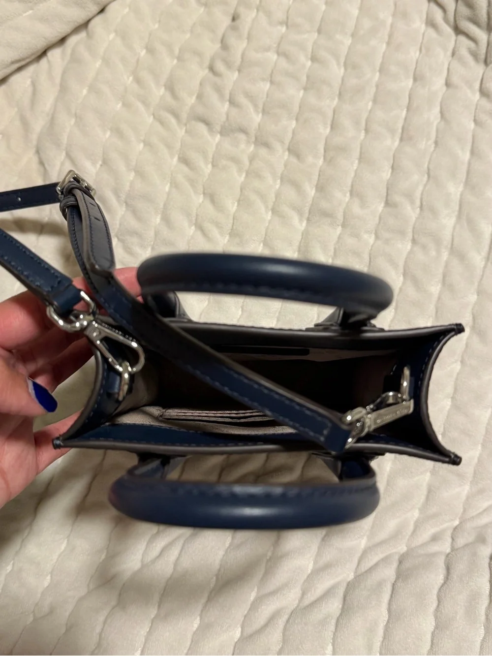 Michael Kors Pebbled Navy Mini Crossbody Tote
